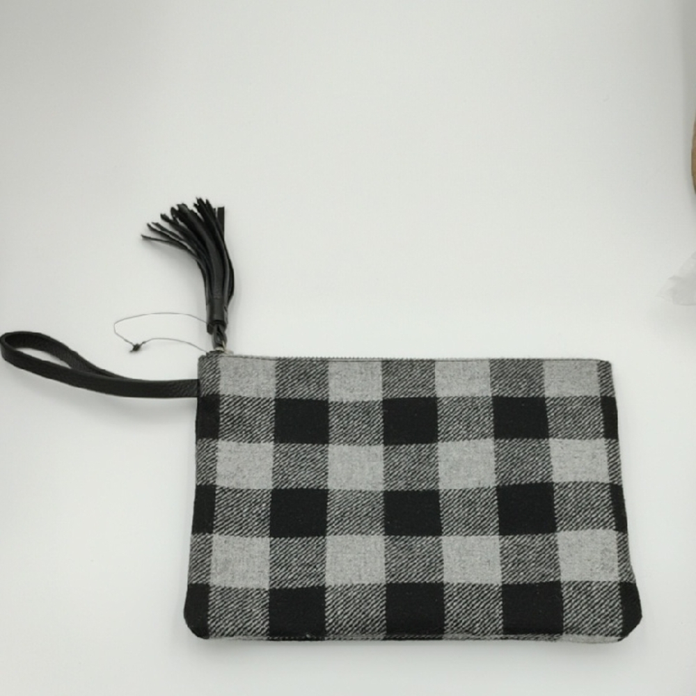 J. Jill Black and Gray Checkered Clutch